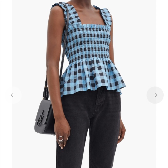 Ganni Cotton Silk Smock Top Sz 36 - Picture 4 of 10